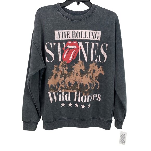 the Rolling Stones Tops - The Rolling Stones Wild Horses Gray Graphic Sweatshirt Womens XS Distressed
